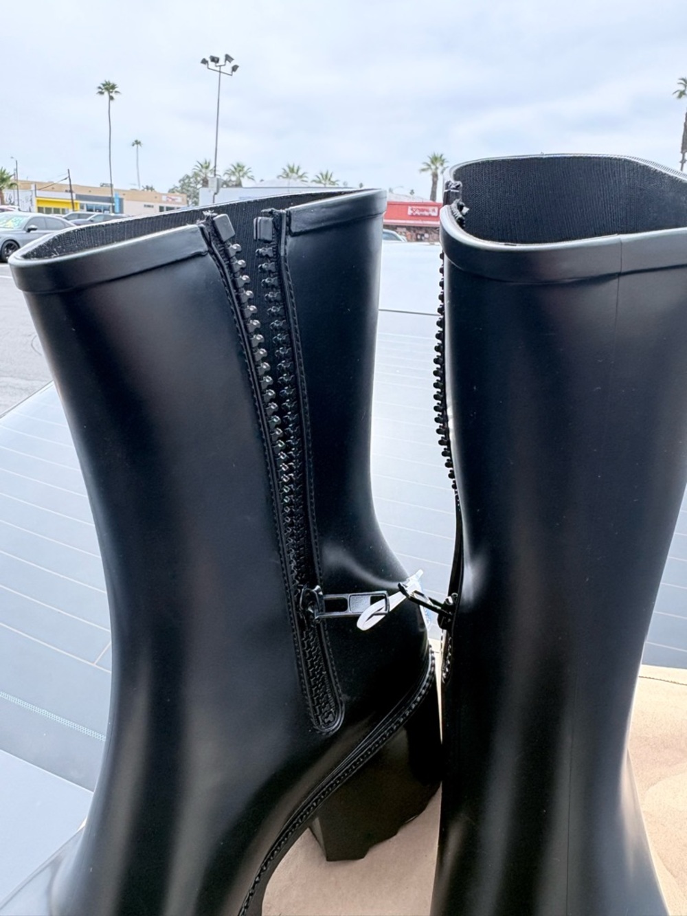 INC International Concepts Black Mid-Calf Block Heel Zip Boots - Picture 3 of 6